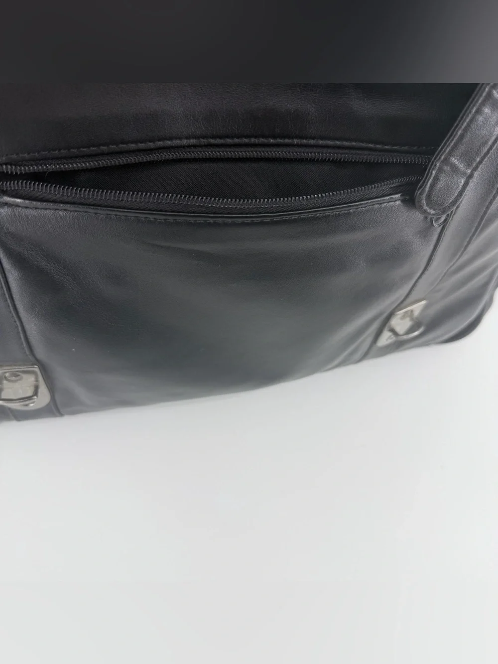 Vintage Basis Point Compusystem Black Leather Travel Briefcase Bag Messenger Bag